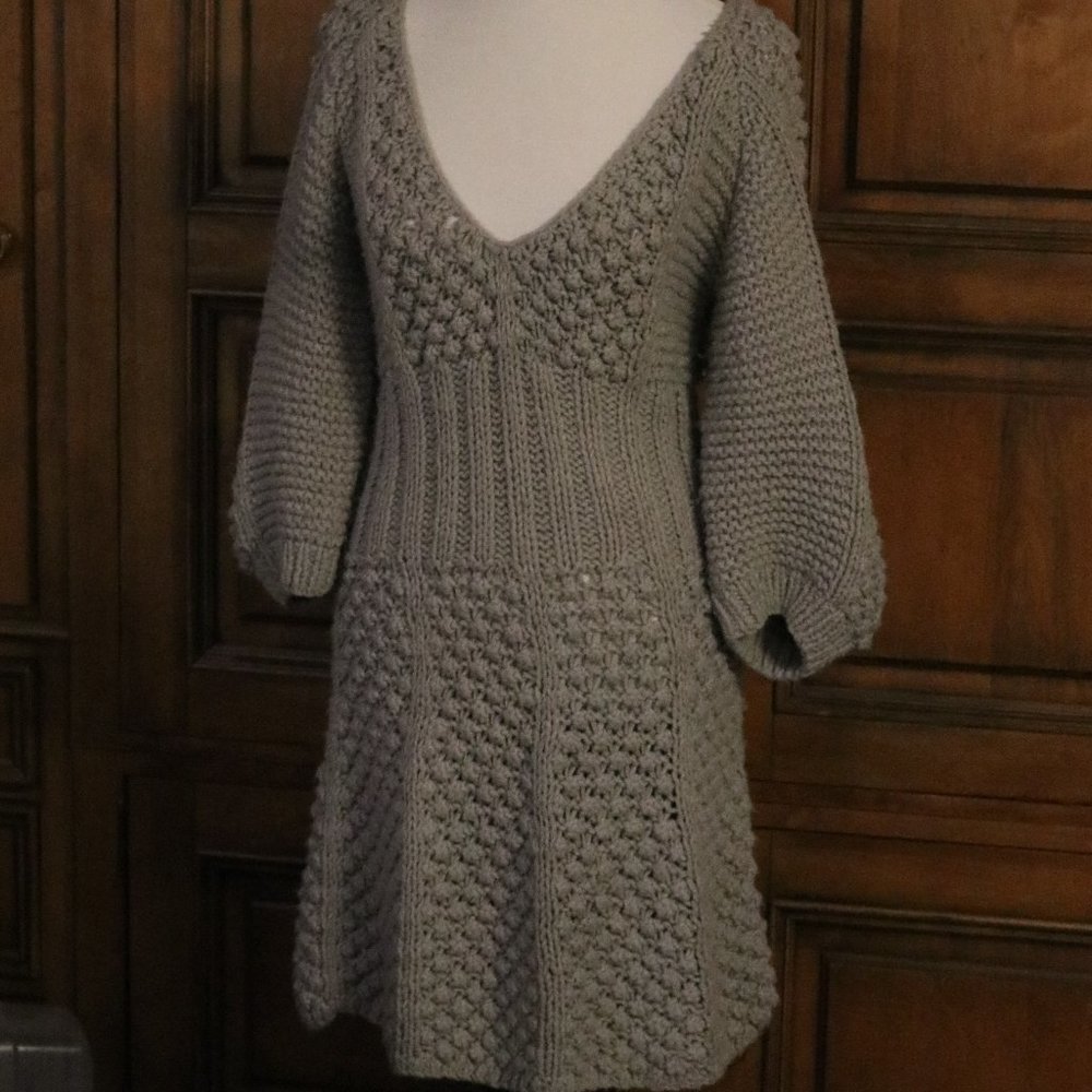 Vintage Sweater Gray Wool Blend Dress #542 - Picture 1 of 6